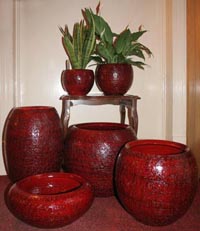 Coloured terracotta vases